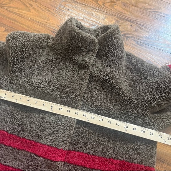 Anthropologie Velvet by Graham &‎ Spencer Evian Striped Teddy Coat Sherpa in L - Picture 16 of 17